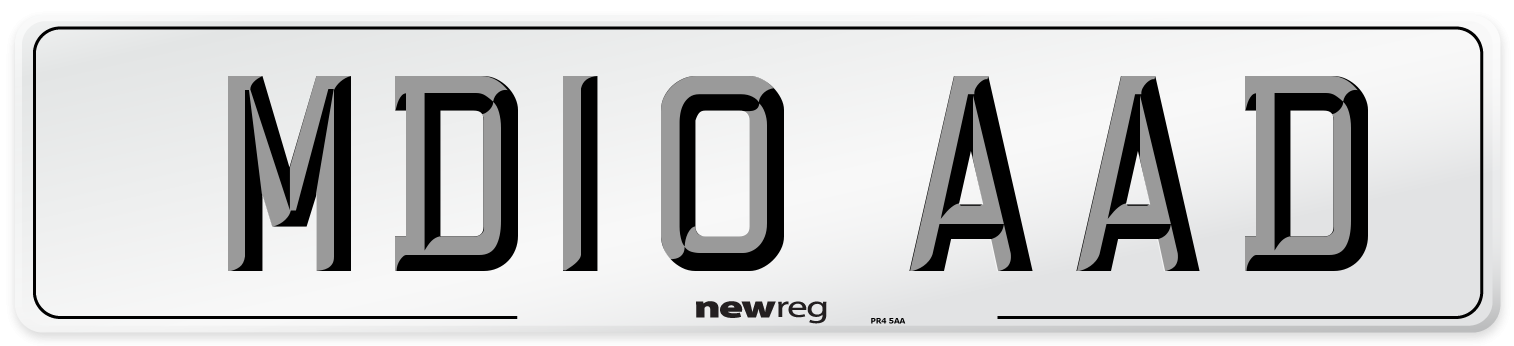 MD10 AAD Number Plate from New Reg